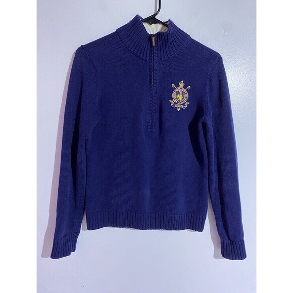 Lauren Ralph Lauren Sweater Womens S Blue Crest Academia Granpacore Pullover - Picture 1 of 12